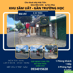 Cho thuê nhà mặt tiền Nguyễn Sơn 96m2, 1 Lầu, 23 triệu - gần trường học