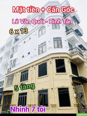 NHÀ MT LÔ GÓC - LÊ VĂN QUỚI - BÌNH TÂN, 6 x 13 - 5 TẦNG -  CHỈ 7.x TỶ